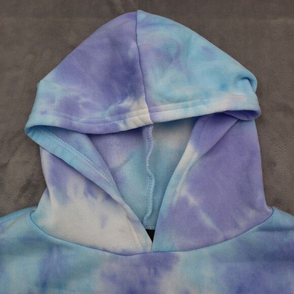 Faded Rose Sweatshirt Womens Multicolor Long Sleeve Tie Dye Drawstring Hoodie - Picture 9 of 16